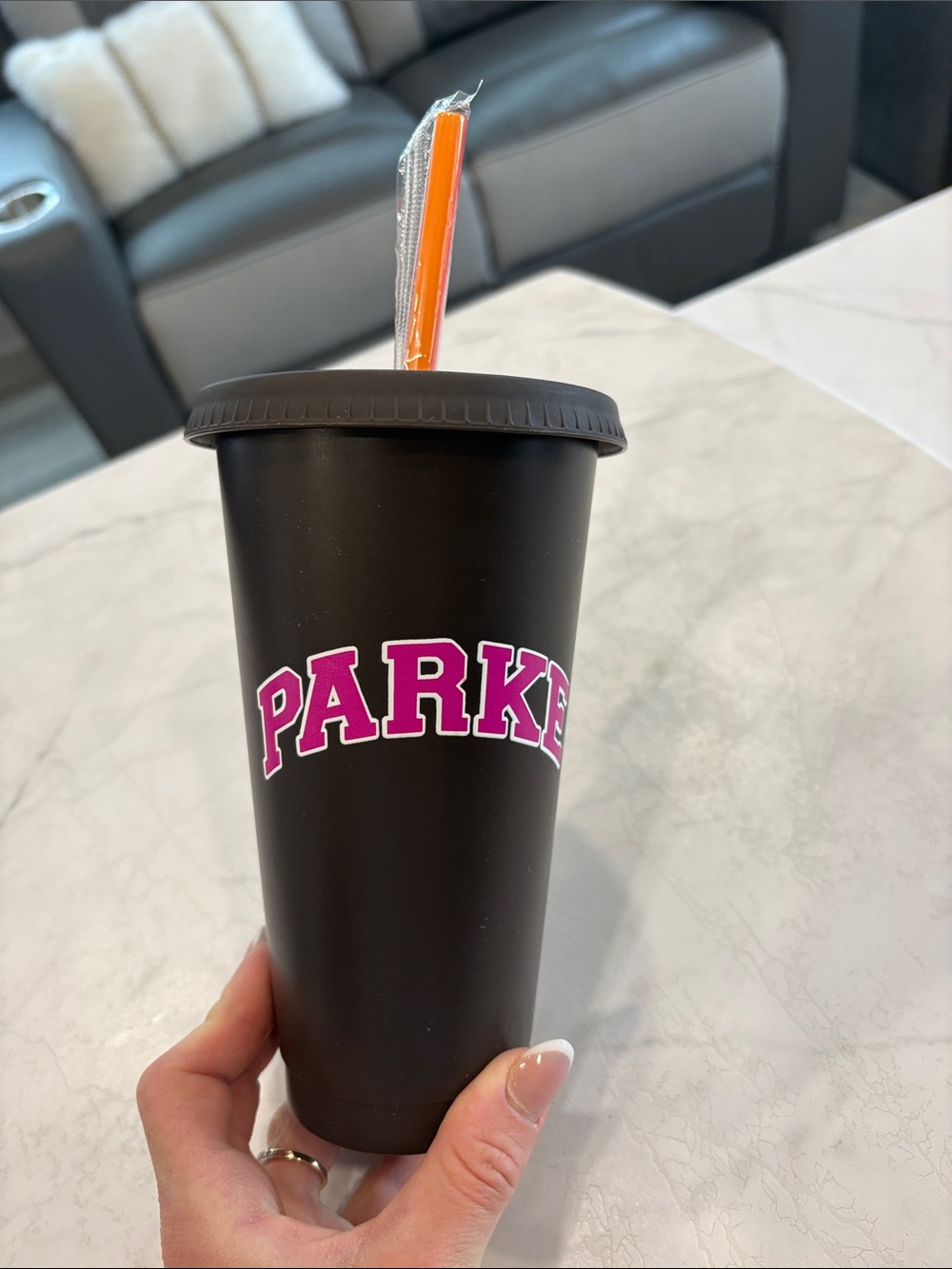 Viral limited edition dunkin x parke Tumbler with Pink 'PARKE' Lettering